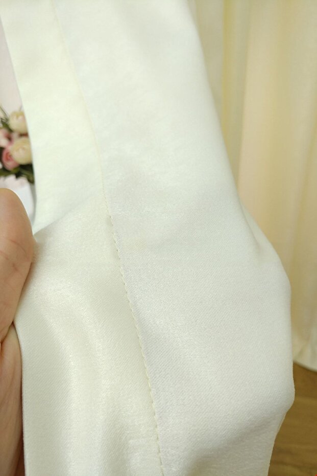 Background Fabric Curtain Cream Color Velvety Soft Soft Wing Side Curtain 1e 3 Draped Simple Stylish Design - 5