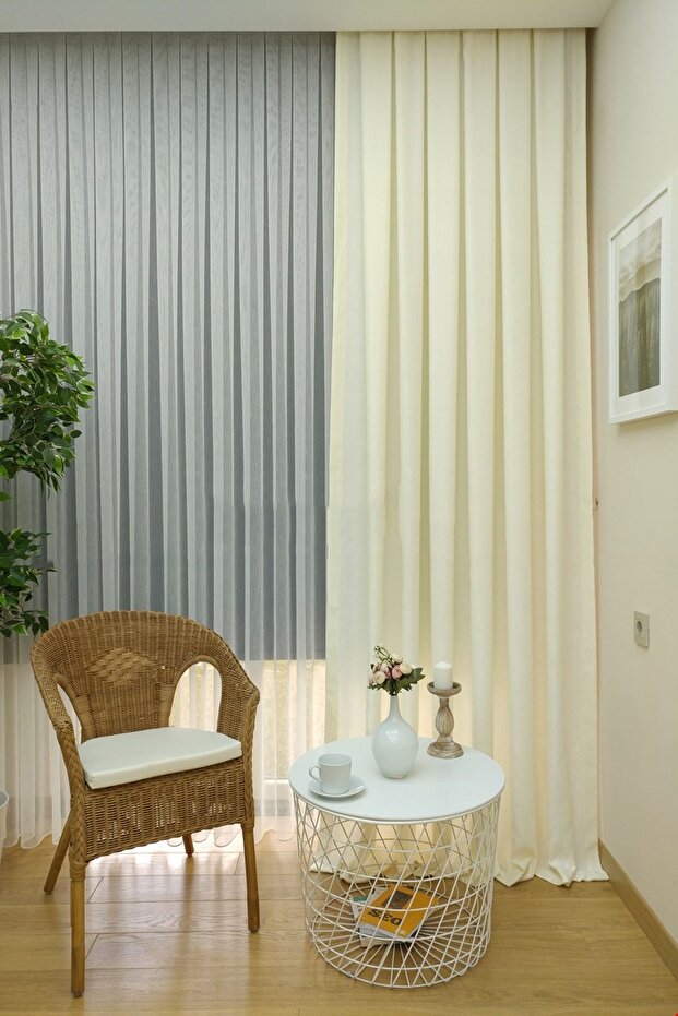 Background Fabric Curtain Cream Color Velvety Soft Soft Wing Side Curtain 1e 3 Draped Simple Stylish Design - 3