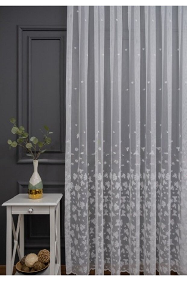 Bottom Leaf Pattern Don't Want Ironing Non-Wrinkle 2 Layer Pleated Tulle Curtain - 1