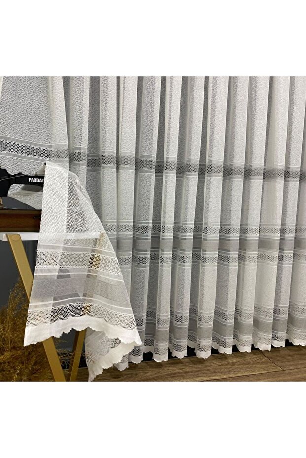 Paris Gray Silver Interlaced New Design 2 Layer Pleated Tulle Curtain