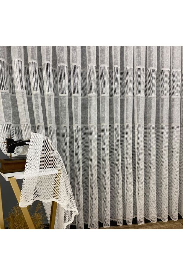 Milano Gray Silver Interlaced New Design 3 Layer Pleated Tulle Curtain