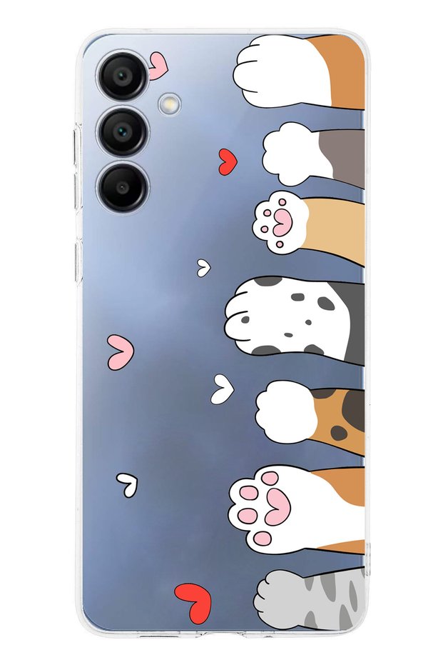 Galaxy A16 Compatible Transparent Silicone Case with Cute Cat Paws Design