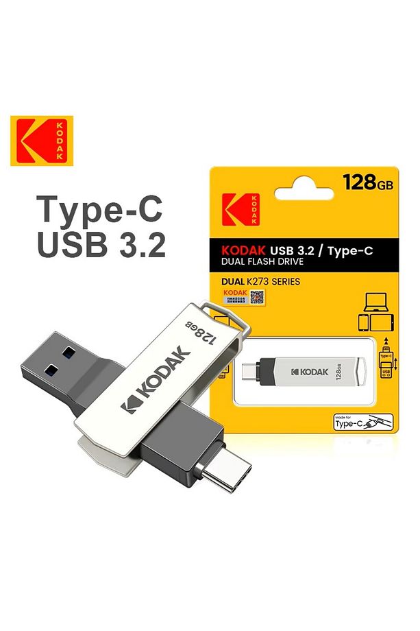 Kodak K273 256 Gb Type C ve Usb 3.2 Flash Bellek Otg Çift Giriş Premium - 1