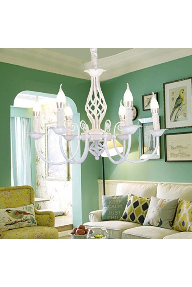Classic Candle Chandelier Pendant Height Adjustable E14 Pendant Light Pendant Lampshade Chandelier