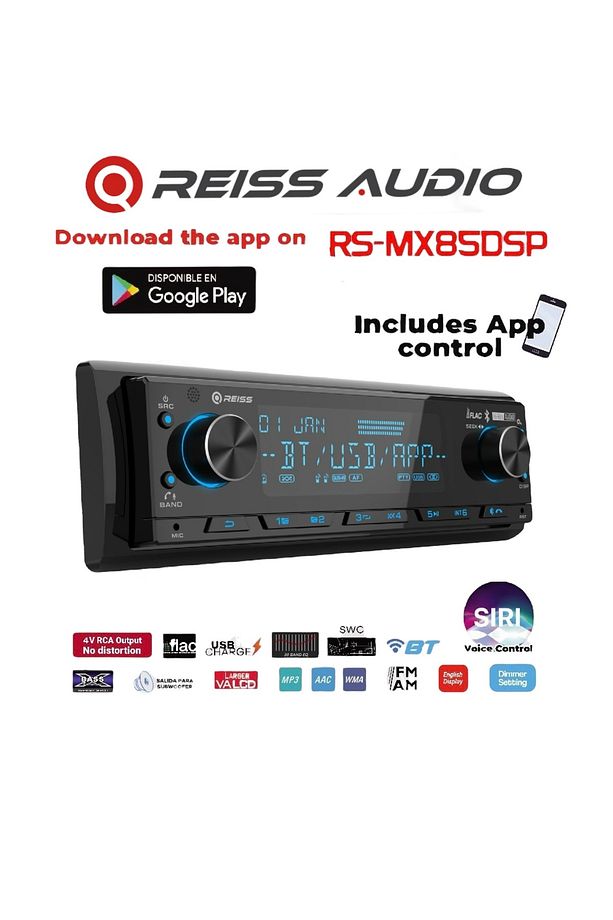 Audio Rs-mx85dsp dsp işlemcili 3amfi 4v Rca Çıkışlı Profesyonel Oto Teyp rgb Bluetooth-Usb - 1