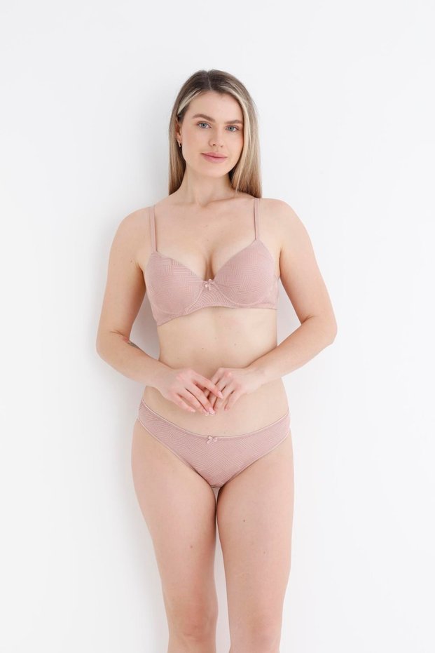 Small Diamond Pattern Padded Bra Set