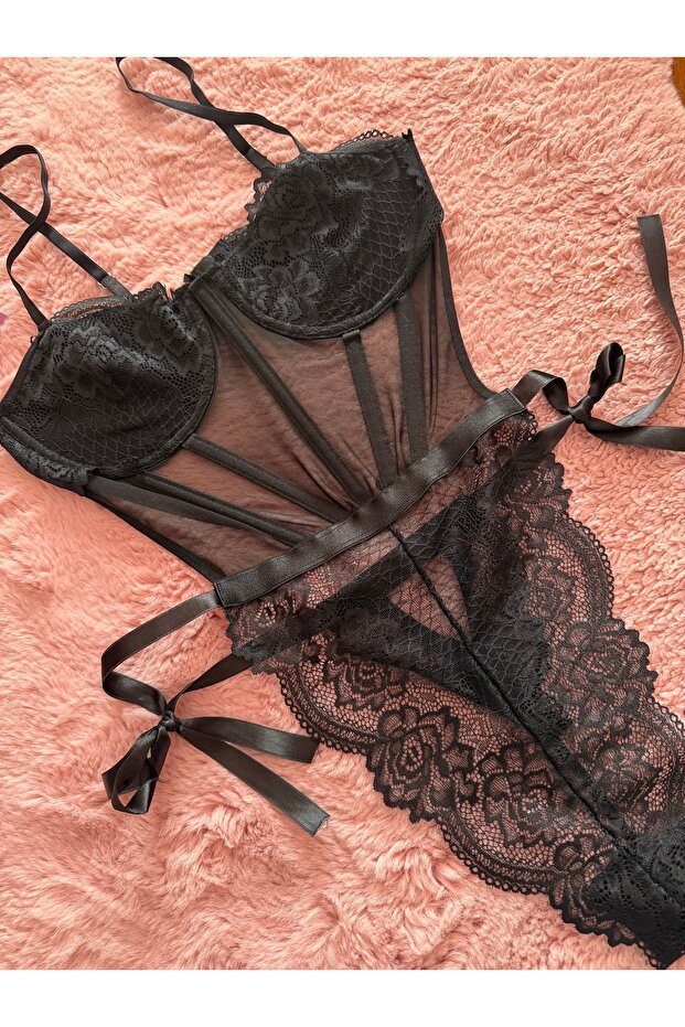 DANTELLİ TRANSPARAN BODYSUİT - 2