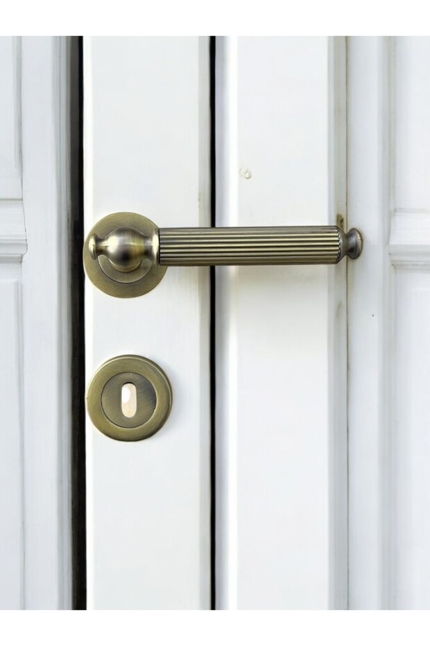 Kapı Kolu Antik Sarı Kapı Kolu Rustik Kapı Kolu Takımı Antik Kapı Kulpu ODA Rozetli - 2