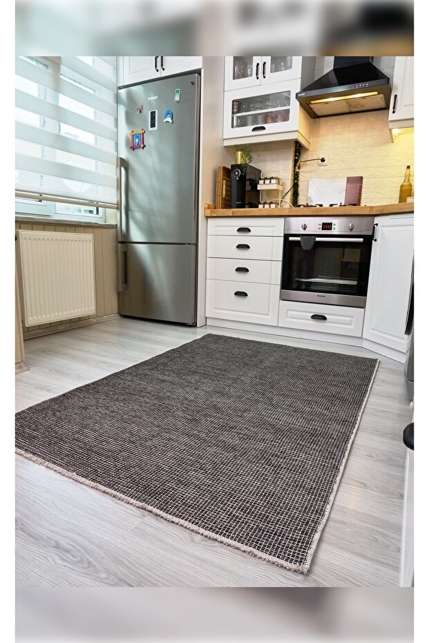 Halı Pandor 2415 Antrasit Yıkanabilir Yumuşak Dokulu Modern İnce Dokuma Şık Makine Halısı - 4