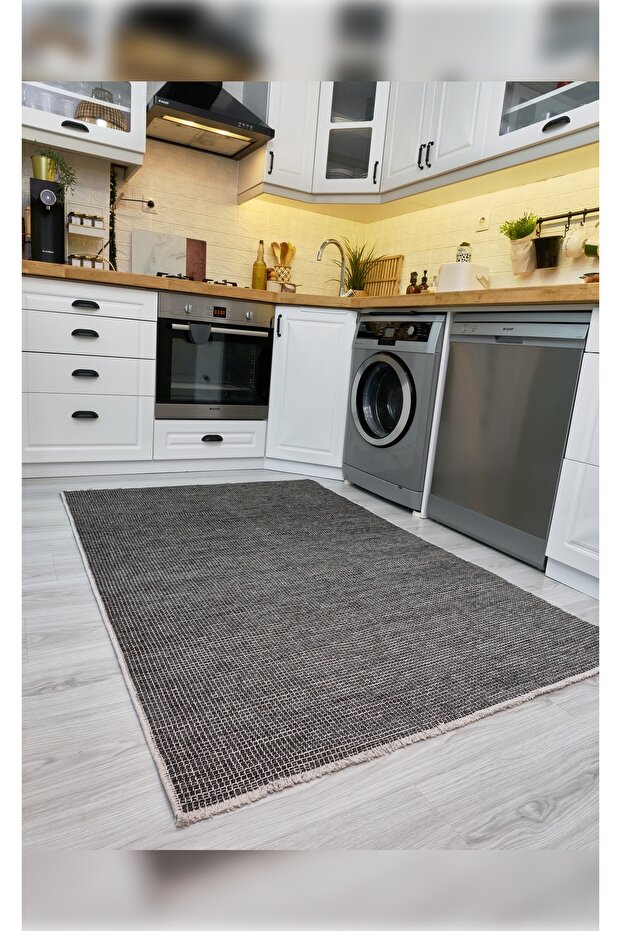 Halı Pandor 2415 Antrasit Yıkanabilir Yumuşak Dokulu Modern İnce Dokuma Şık Makine Halısı - 2