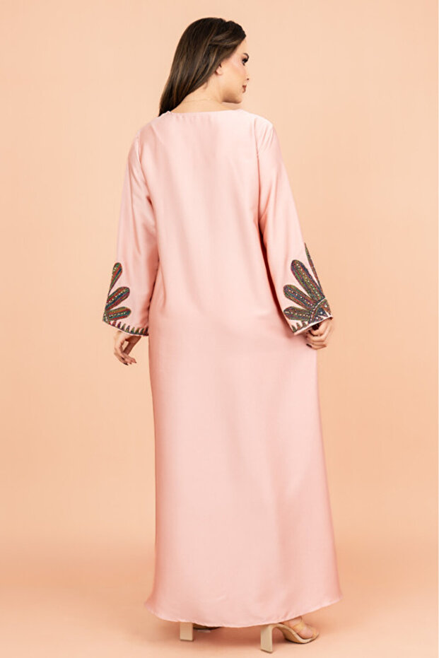 Solid Embroidered Jalabiya - 4