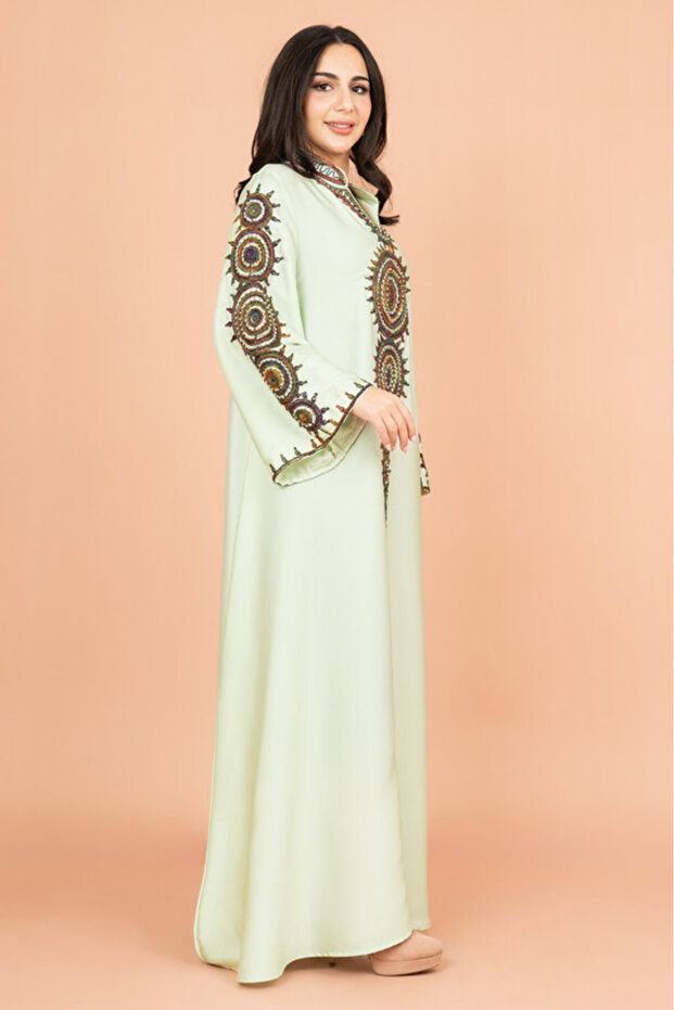 Solid Embroidered Jalabiya - 3