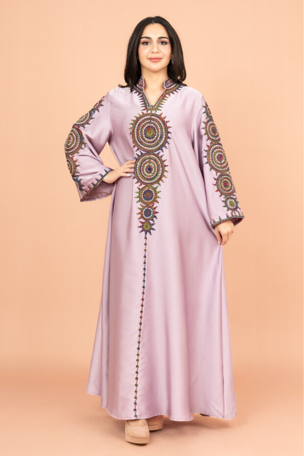Solid Embroidered Jalabiya - 1