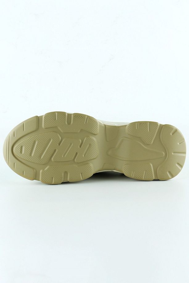 Bej Örgü Dokuma Taş Detaylı Bağcıklı Slip-on Sneaker - 5