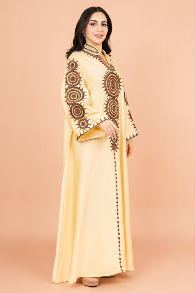 Solid Embroidered Jalabiya - 3