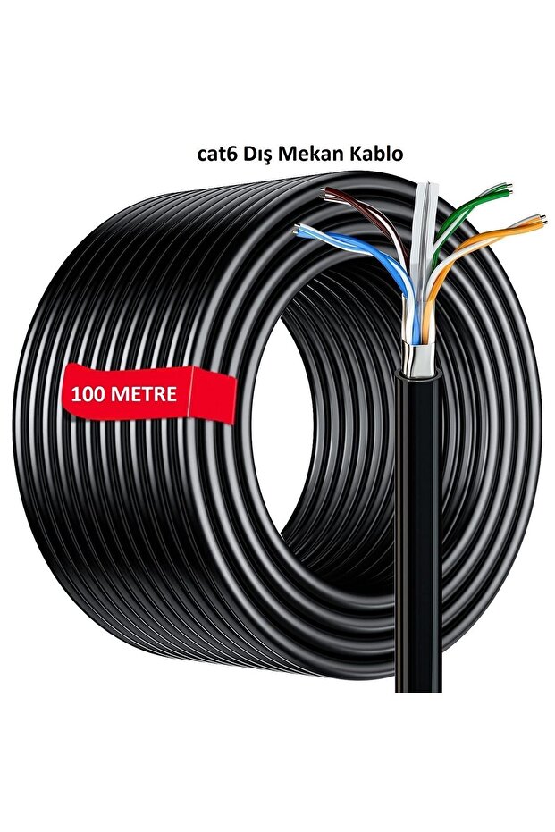 Dış Mekan Cat6 Kablo 100m AWG23 Bakır Tel Double Layer - 1