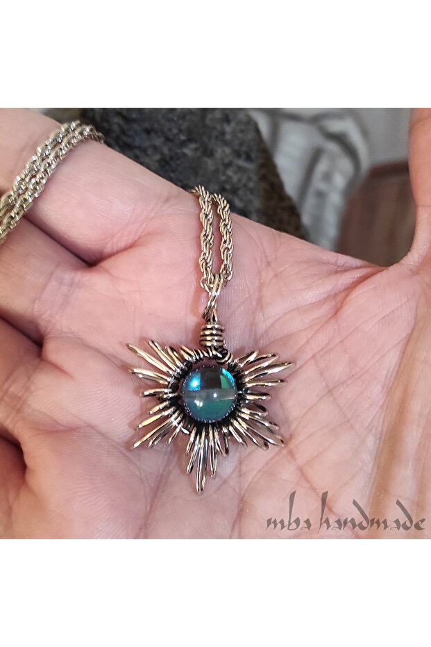 Aura Quartz Crystal Star Handmade Natural Stone Necklace
