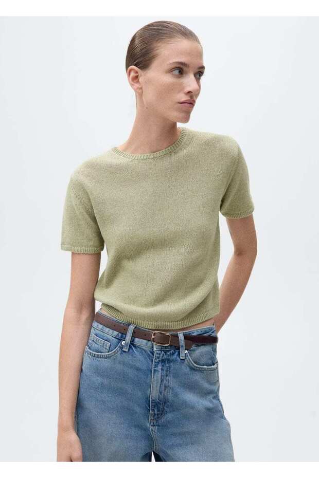 Cotton Knitwear Short Sleeve Sweater