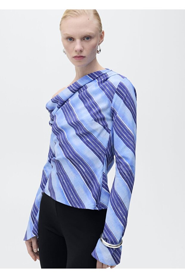Striped Asymmetrical Blouse