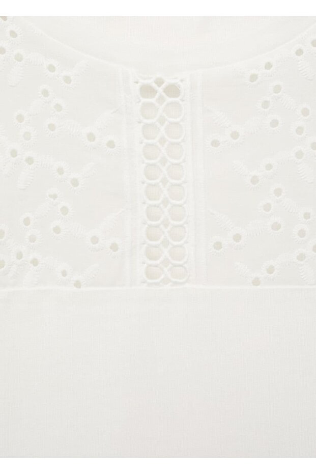 Açık yakalı pamuklu bluz - 6