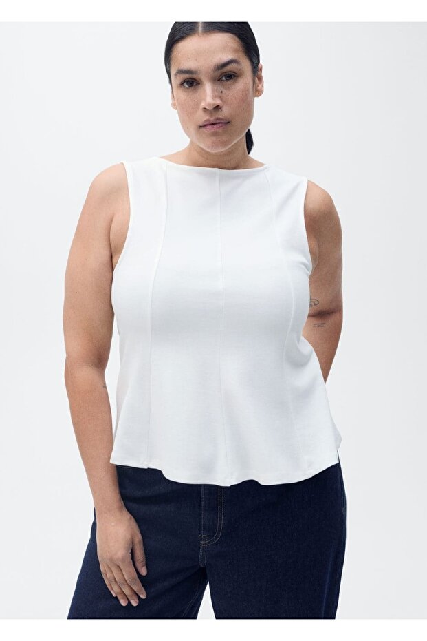 Dikiş detaylı peplum bluz - 6