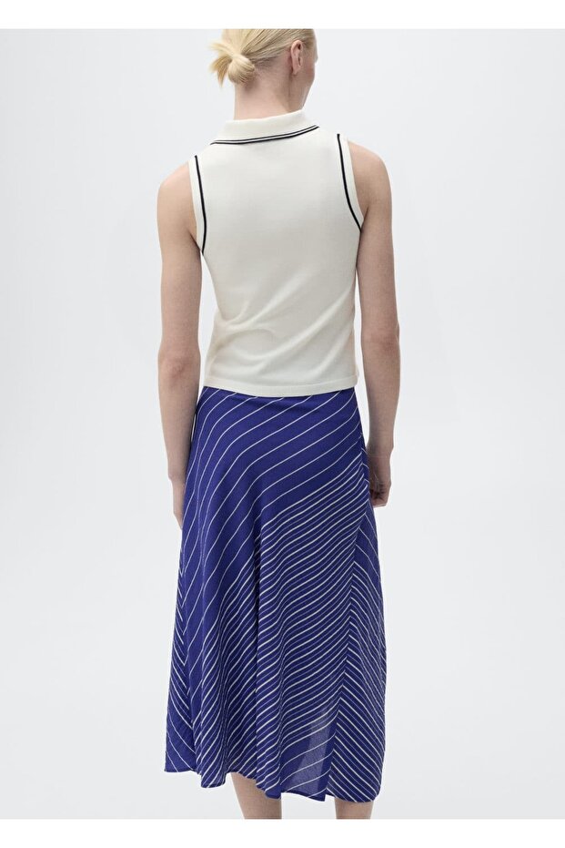 Kontrast süslemeli polo yaka triko bluz - 4