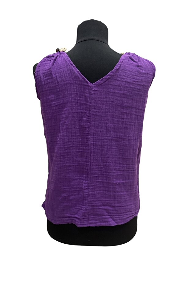 بلوزة موسلين بحزام حبل قابل للتعديل - 2