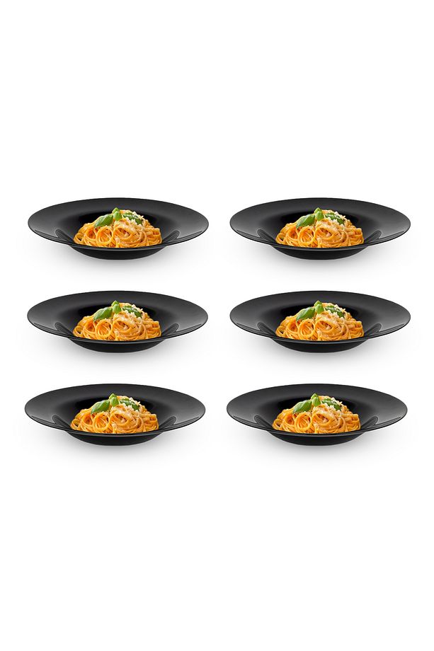 6'lı Set Friends Time Siyah Makarna Tabağı Salata Tabağı 28 cm Tabak Set - 3