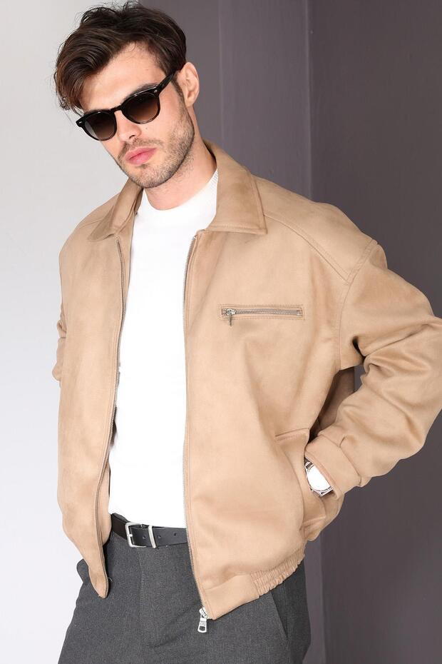 سترة من جلد الغزال كبيرة الحجم - 3