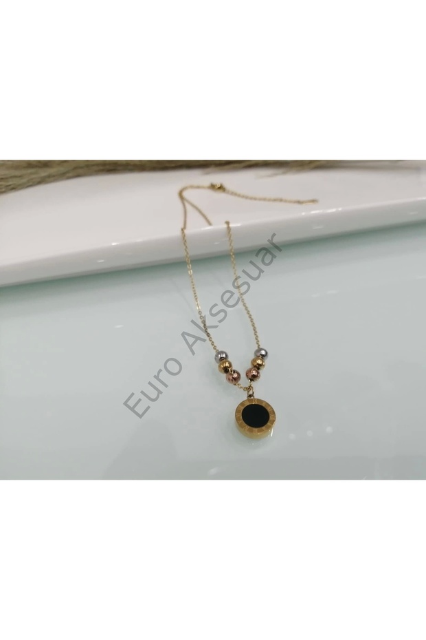 Roman Numeral Detailed Steel Necklace