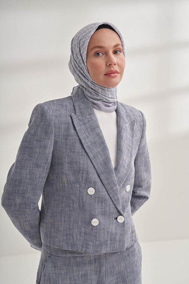 A Monogram Desen Eşarp - Gri - 1