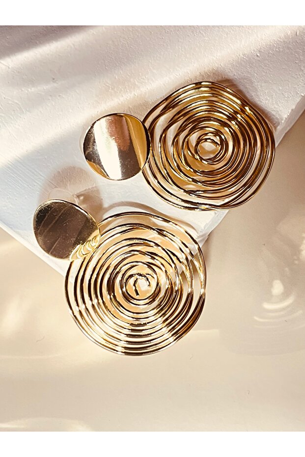 Gold Color Dangle Maze Circle Model Women's Earrings