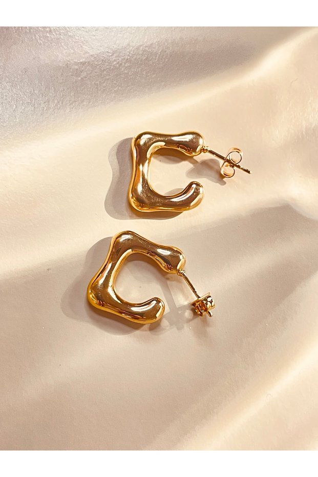 Gold Color Minimal Bubble Steel Women's Earrings