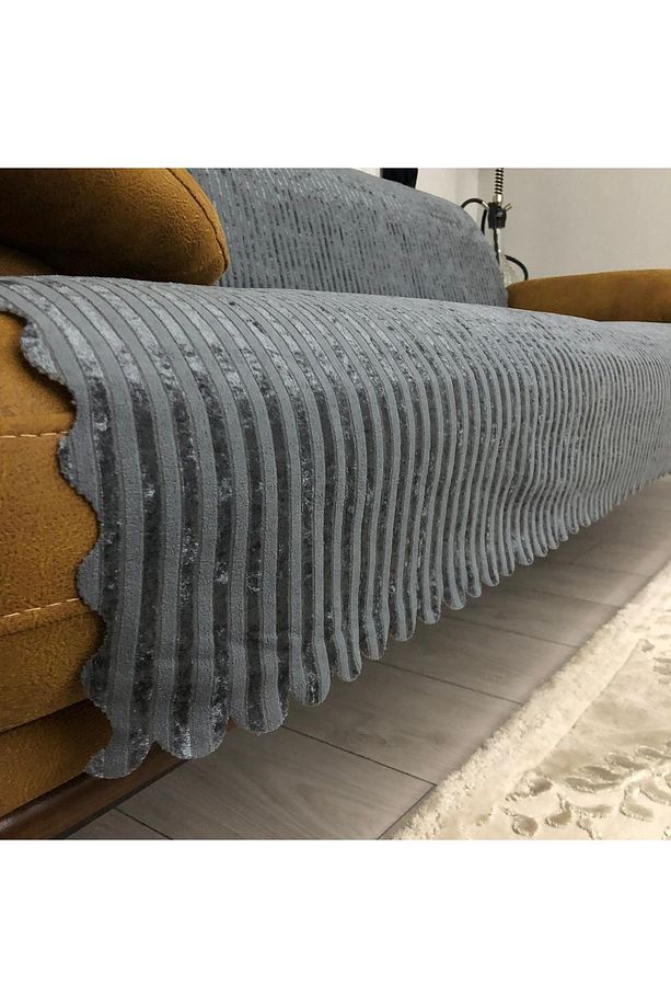 Süngerli Kadife Koltuk Örtüsü Koltuk Şalı Çekyat Örtüsü 3 Kişilik 175 X 210 (1 ADET) - 1