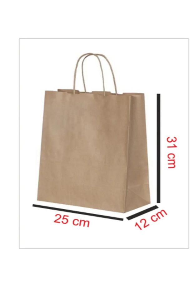 Kraft Çanta 25x12x31 cm ( 250 Adet ) ( Kağıt Poşet Çanta ) - 1