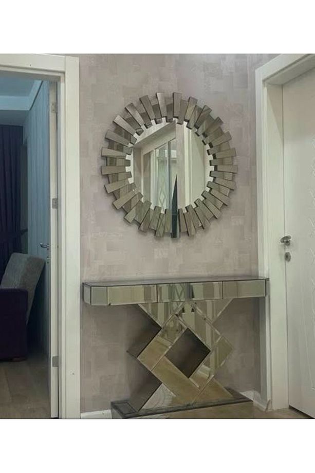 Dresuar Baklava Modeli Ayna Takımı Bronz - 3