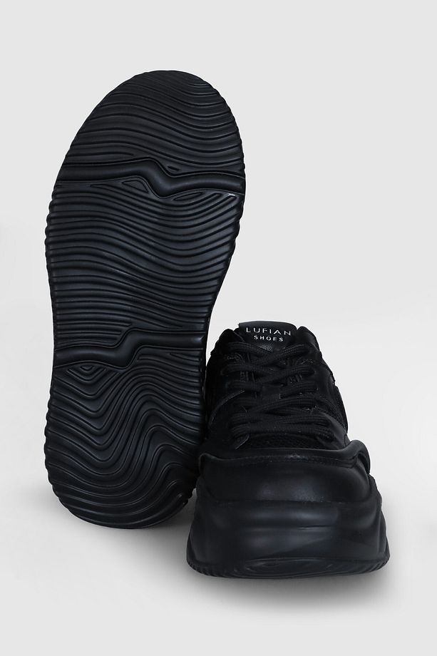 Comfort Yüksek Taban Siyah Sneaker - 3