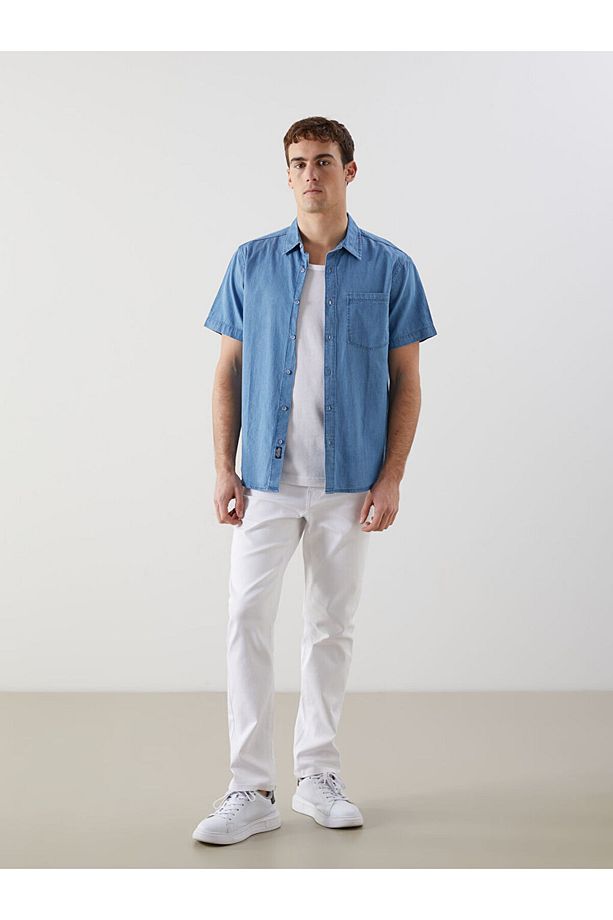 LCW Jeans Regular Fit Kısa Kollu Erkek Jean Gömlek - 2