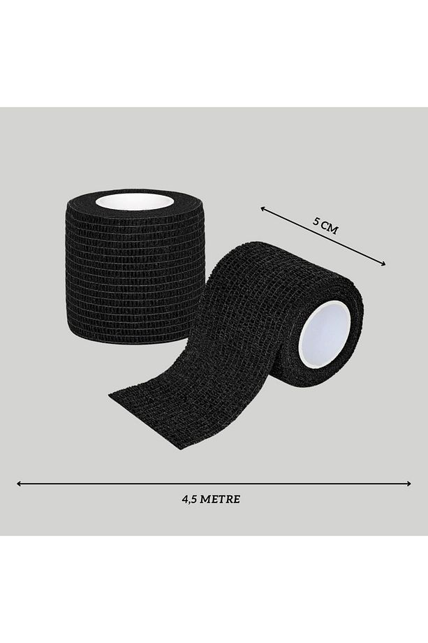 Siyah Renk Coban Bandajı Elastik Kendinden Yapışkanlı Coban Bandajı Yüksek Kalite ( 5 Cm*4,5m ) - 2