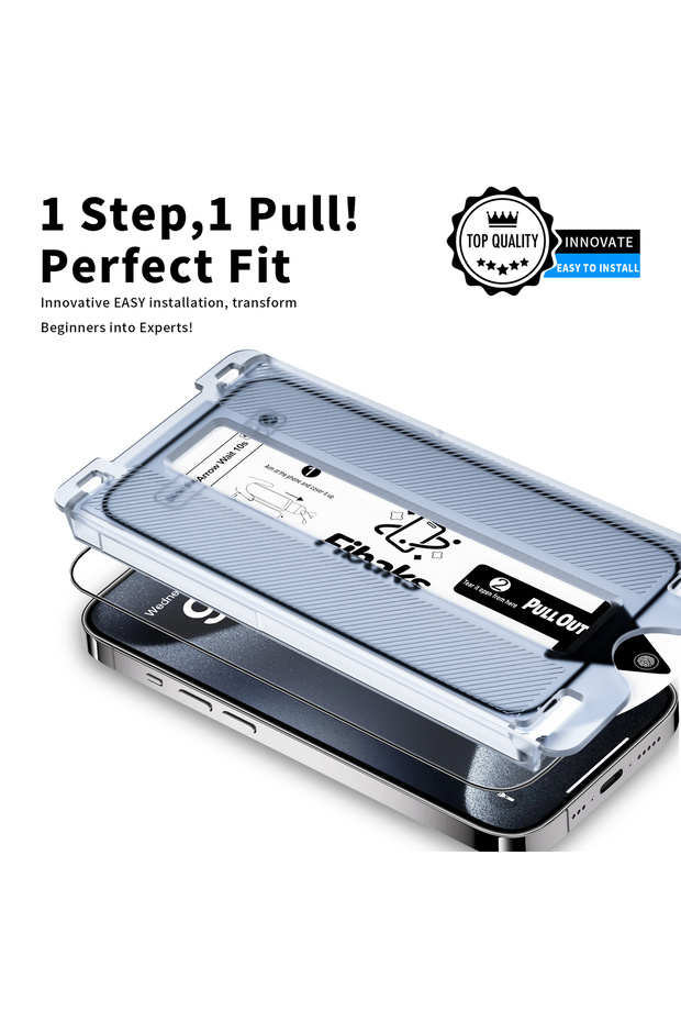 iPhone 14 Pro Max/15 Plus Full Coverage Unbreakable Glass Screen Protector with Easy Application Apparatus and Frame - 4