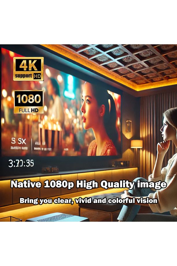 Taşınabilir İç Dış Mekan Sinema Projektörü 4k Ev Sineması Bluetooth Android WİFİ Akıllı Projeksiyon - 2