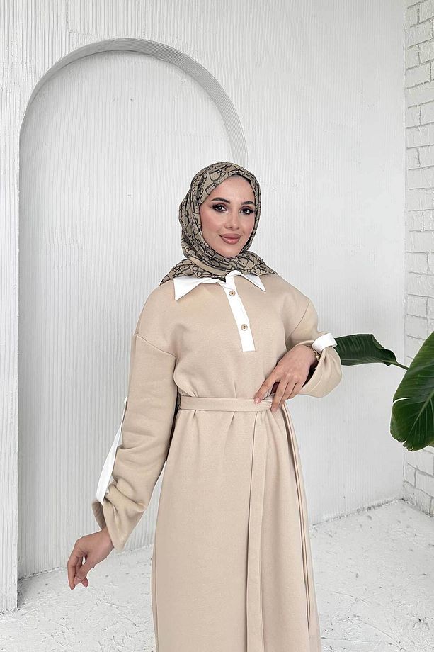 TAŞ-EKRU Üç İplik Elbise 53-709 - 2