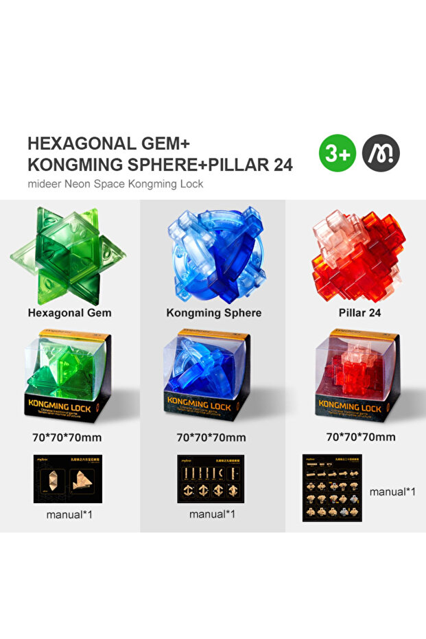Kongming Lock Game for Brain Training and Patience, Hexagonal Gem, Brain Twister - 5