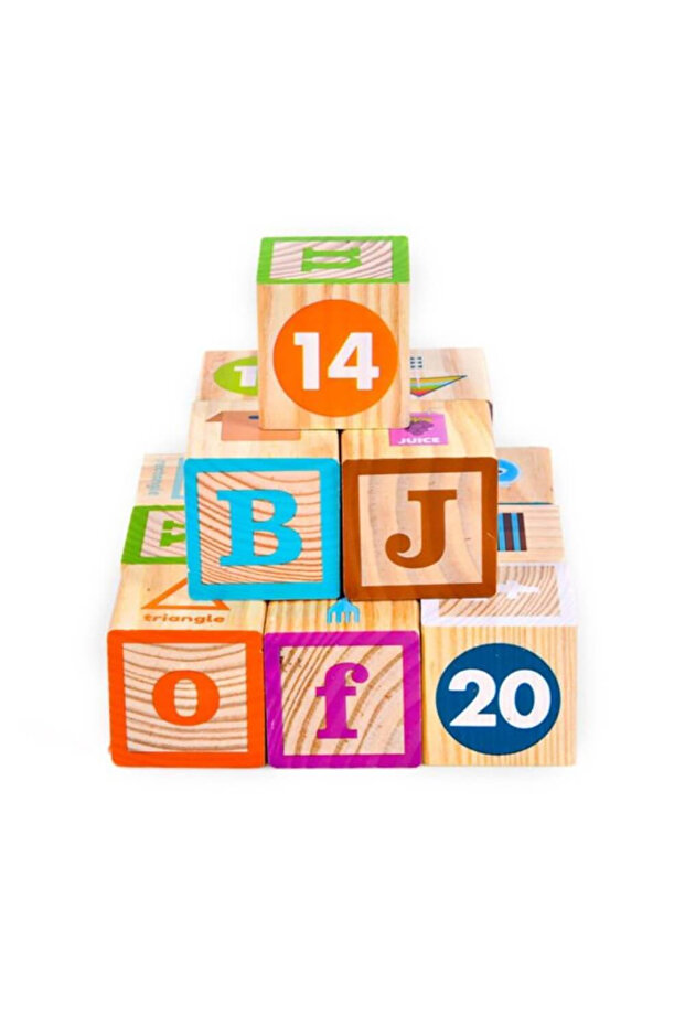 Set of 26 Wooden Cubes, Letters, Numbers, Animals, Objects, 18 Months - 6