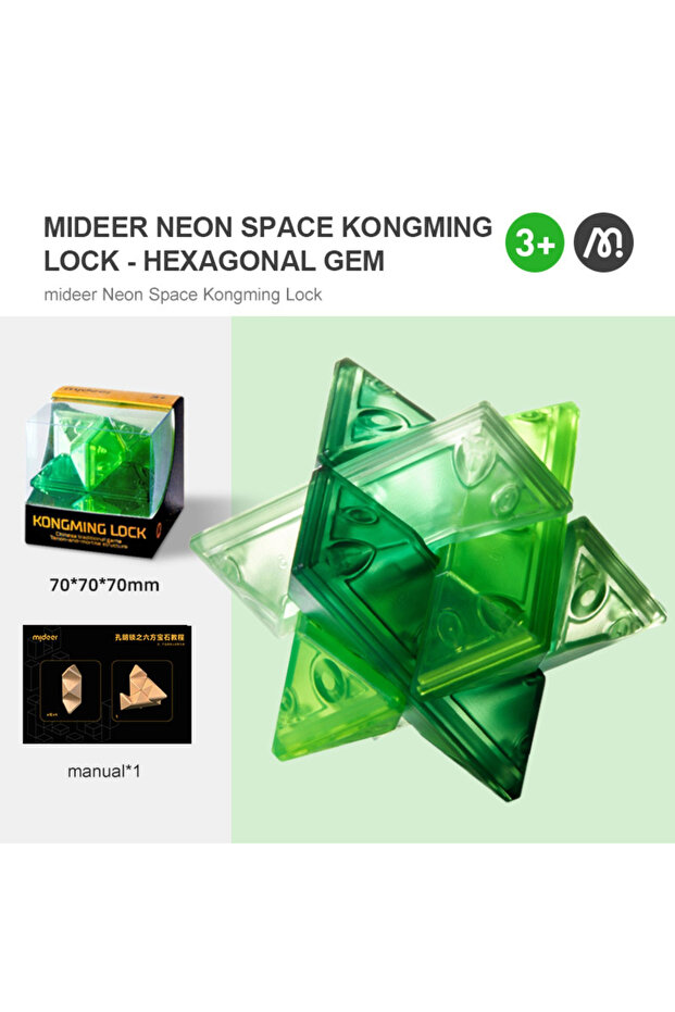 Kongming Lock Game for Brain Training and Patience, Hexagonal Gem, Brain Twister - 2