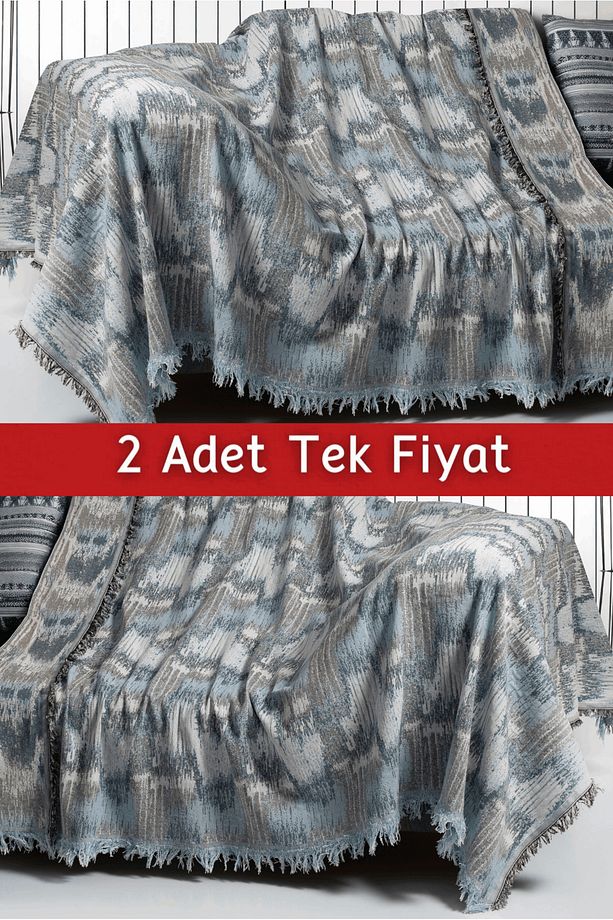 İkili Set Dokuma Koltuk Örtüsü Seti 170x220cm - 1