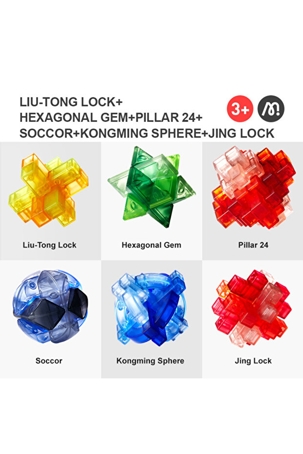 Kongming Lock Game for Brain Training and Patience, Hexagonal Gem, Brain Twister - 6