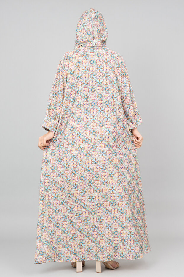 جلابية بغطاء للرأس مطبوعة بنمط - 4