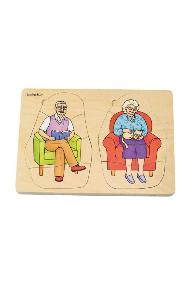 Vrstvené dřevěné puzzle Dědeček a babička - 1