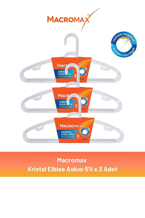 Kristal Elbise Askısı 5'li x 3 Adet - 1